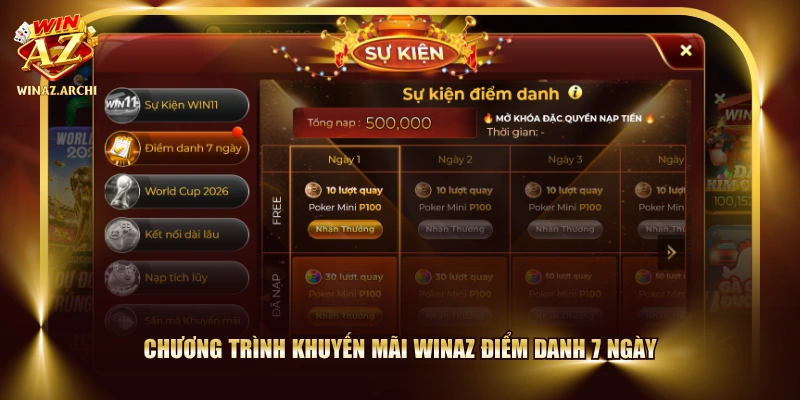 Chương trình khuyến mãi WINAZ điểm danh 7 ngày