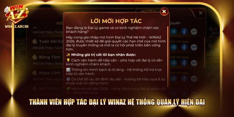 Thành viên hợp tác đại lý WINAZ hệ thống quản lý hiện đại